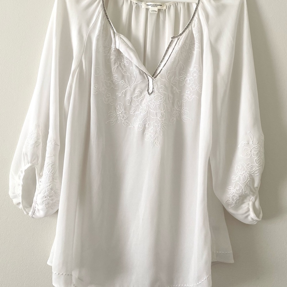 White detailed blouse